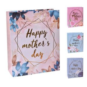 Saco Papel Presente Mãe Happy Mother´s Day 41.5x30x12Cm