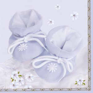Conj. 20 Guardanapos Sapatinhos de Bebé Azul (Baby Shower) 33x33Cm