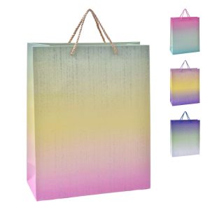 Saco Papel Presente Glitter Gradiente 41x30x12Cm