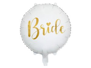 Balão Foil Redondo Branco Bride Dourado 45Cm