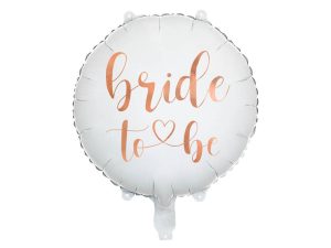 Balão Foil Redondo Branco Bride to Be Rose Gold 45Cm