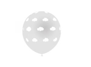 Saco 10 Balões Latéx Impressos Nuvens 32Cm