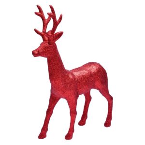 Rena Decorativa Natal Vermelha Glitter 21.5x7x35Cm