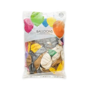 Saco 100 Balões Latéx Metalizados Perolados 12'' (30cm) Mix