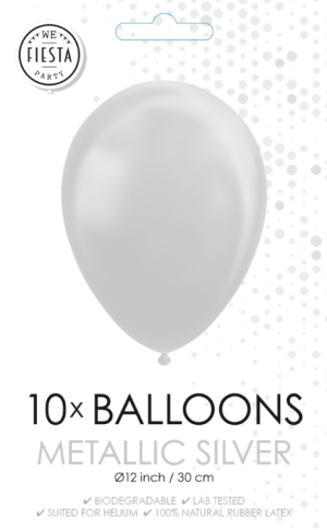 Saco 10 Balões Latéx Metalizados 12'' (30cm) - Silver