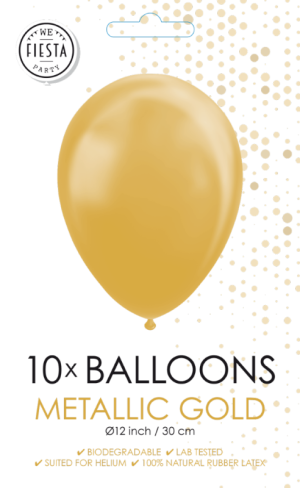 Saco 10 Balões Latéx Metalizados 12'' (30cm) - Gold