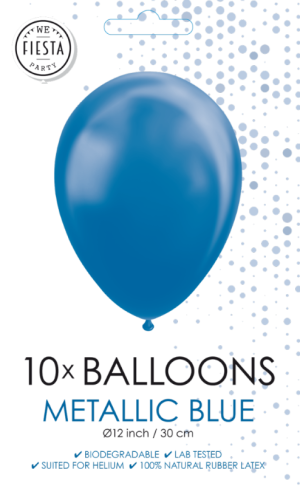 Saco 10 Balões Latéx Metalizados 12'' (30cm) - Blue
