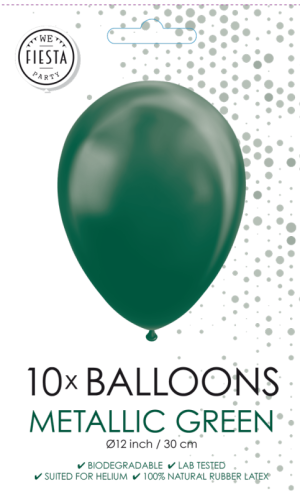 Saco 10 Balões Latéx Metalizados 12'' (30cm) - Green
