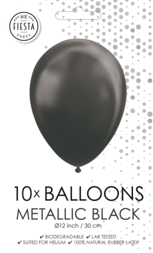 Saco 10 Balões Latéx Metalizados 12'' (30cm) - Black