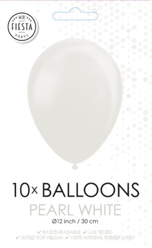 Saco 10 Baloes Latéx Metalizados Perolados 12'' (30cm) - White
