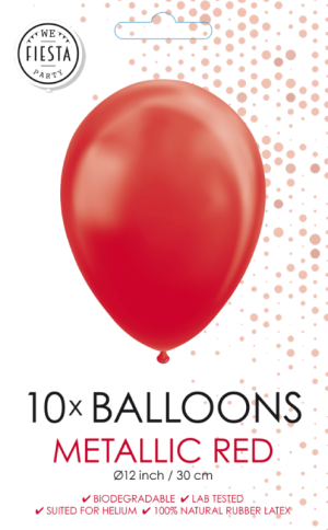 Saco 10 Balões Latéx Metalizados 12'' (30cm) - Red