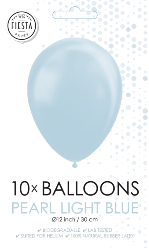Saco 10 Baloes Latéx Metalizados Perolados 12'' (30cm) - Light Blue