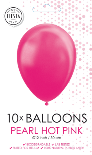 Saco 10 Baloes Latéx Metalizados Perolados 12'' (30cm) - Hot Pink