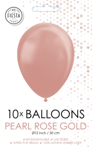 Saco 10 Baloes Latéx Metalizados Perolados 12'' (30cm) - Rose Gold