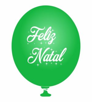 Blister 8 Balões Latéx Feliz Natal impresso 30Cm