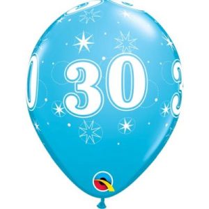Conj. 6 Balões Latéx 30 Anos 28Cm - Robin´s Egg (Azul)