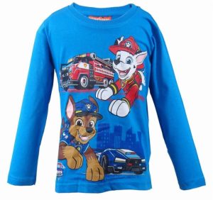 T-Shirt de Menino Manga Comprida Azul Patrulha Pata City Saviors