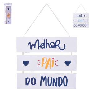 Placa Pendurar MDF Melhor Pai do Mundo 27x30x2Cm