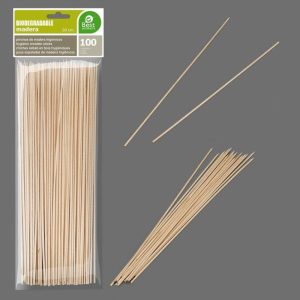 Blister 100 Paus de Madeira para Espetadas 30Cm