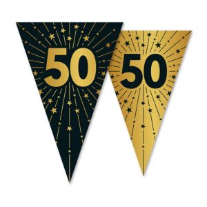 Grinalda 10Mt 20x30Cm (dupla impressão) Celebração 50 Anos Dourado-Preto