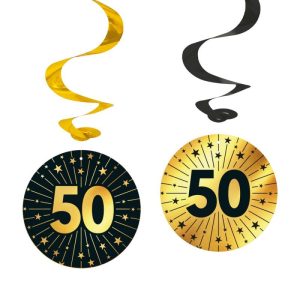 Conj. 4 Espirais Teto Dourado-Preto Celebração 50 anos