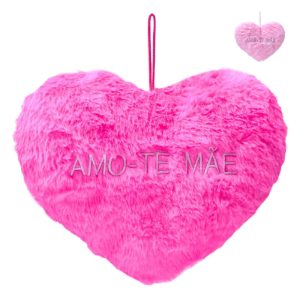 Almofada Coração Rosa Fúcsia-Rosa Claro Amo-te Mãe 27x23x7Cm