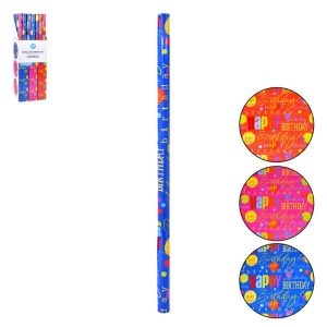 Rolo de Papel Embrulho Motivos Aniversário 0,7x2Mt