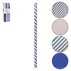 Rolo de Papel Embrulho Motivos Riscas 0,7x2Mt