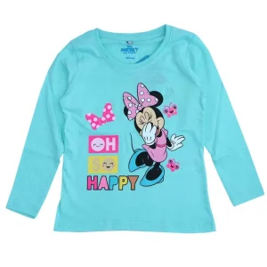 T-Shirt de Menina Manga Comprida Verde Água Minnie So Happy