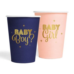 Conj. 8 Copos Papel 210ml Baby Boy ? Baby Girl ? Revelação de género