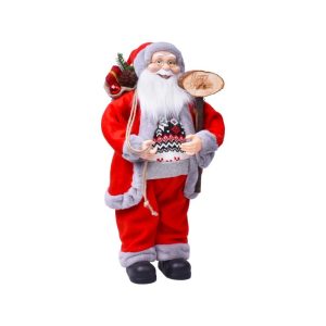 Pai Natal Vermelho Decorativo Merry Christmas 24x15x45Cm