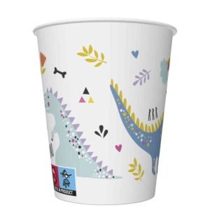 Conj. 8 Copos Papel Dinossauros Funny 250Ml