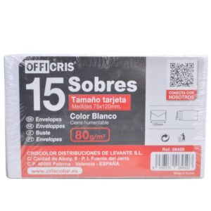 Blister 15 Envelopes Brancos 120x75mm 80Gr.