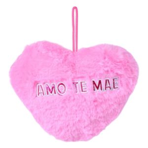 Almofada Coração Rosa Fúcsia Amo-te Mãe 20x16x6Cm