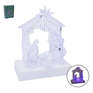Presépio Acrilico com Luz 13.5x18x7.5Cm