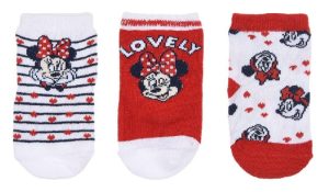 Conj. 3 Pares Meias Minnie Baby Lovely Vermelho / Azul Marinho Disney