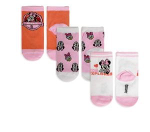 Conj. 3 Pares Meias Minnie Explorer Baby Branco / Rosa