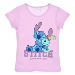 T-Shirt de Menina Manga Curta Lilás Stitch & Scrump Experiment