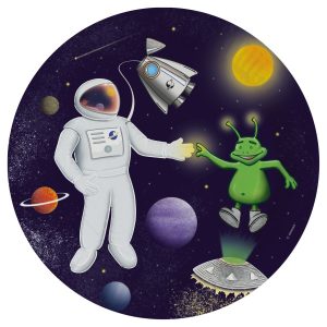 Conj. 8 Pratos Papel 23Cm Astronauta/Espaço