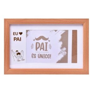 Porta Fotos Madeira 10x15Cm Pai és Único 24x16x2.5Cm