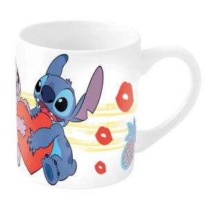 Caneca Porcelana Stitch & Angel Heart 235Ml