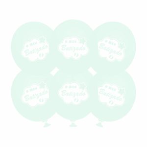 Blister 6 Balões Látex Verde Água O Meu Batizado 32Cm