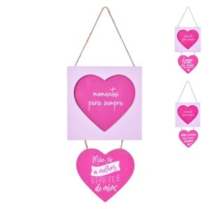 Placa Pendurar MDF Rosa Mãe 15x15x0.8+12x11x0.8Cm