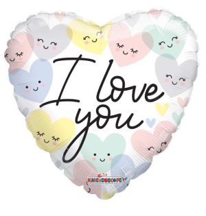 Balão Foil Coração I LOVE YOU Corações 45Cm