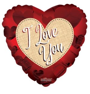 Balão Foil Coração Vermelho I LOVE YOU Handmade 45Cm