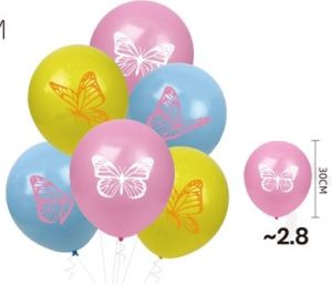Blister 6 Balões Latex Borboletas 30Cm