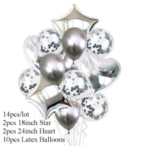Blister 14 Balões Latéx-Foil com Glitter 30-45Cm - Prateado