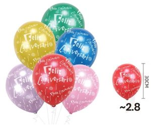 Blister 6 Balões Latéx Feliz Aniversário 30Cm - Mix