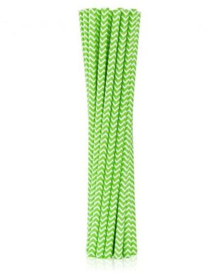 Blister 12 Palhinhas Papel Verde Lima Chevron