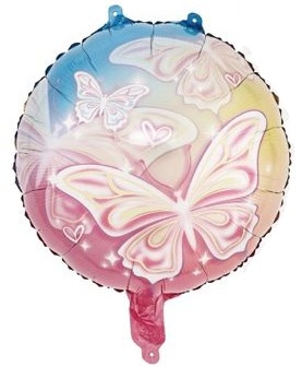 Balão Foil Redondo Borboletas 45Cm